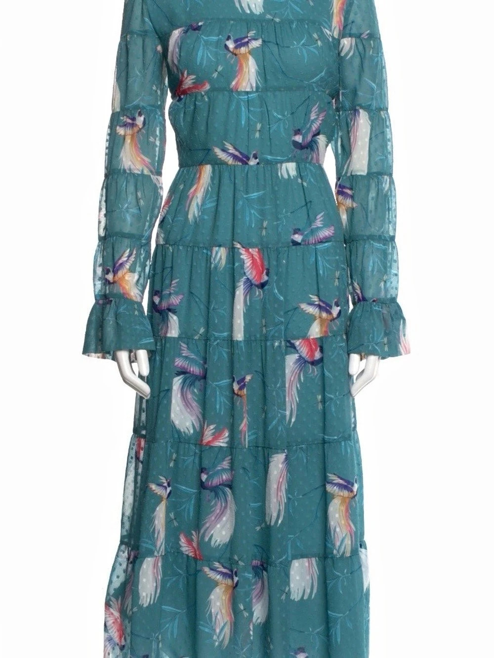 Borgo De Not Floral Maxi Dress with Bird motif Tesl Blue & Multicolor
SZ M